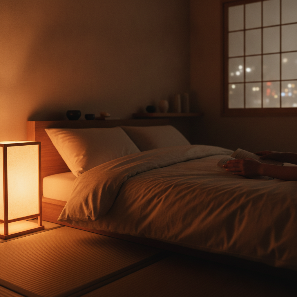 夜の日本の寝室